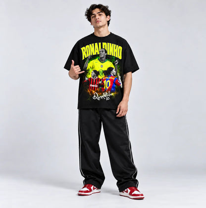 Polera oversize de Ronaldinho con diseño streetwear y estampado DTF